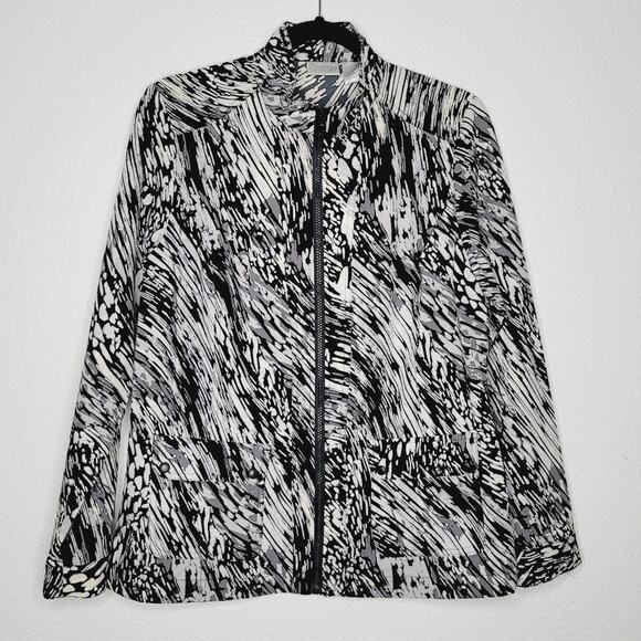 Zenergy Chico's Metallic Zebra Print Full Zip Lightweight Jacket, Size 8 Medium - Picture 9 of 12